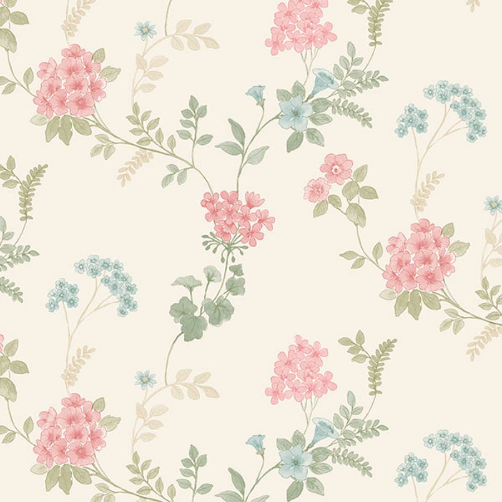 Patton Wallcoverings AF37734 Flourish (Abby Rose 4) Fern Floral Wallpaper in Pinks, Greens & Blues